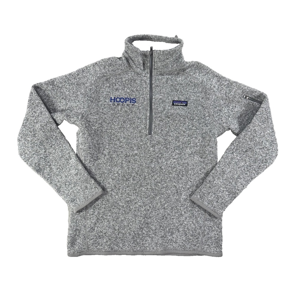 Patagonia Sweater Womens Large Gray Better Sweater 1/4 Zip Fleece Hoopis Logo
